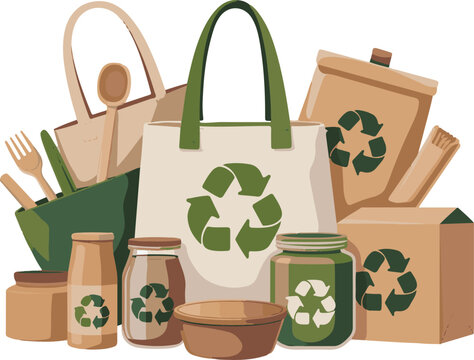 Eco friendly packaging and reusable bags zero waste concept