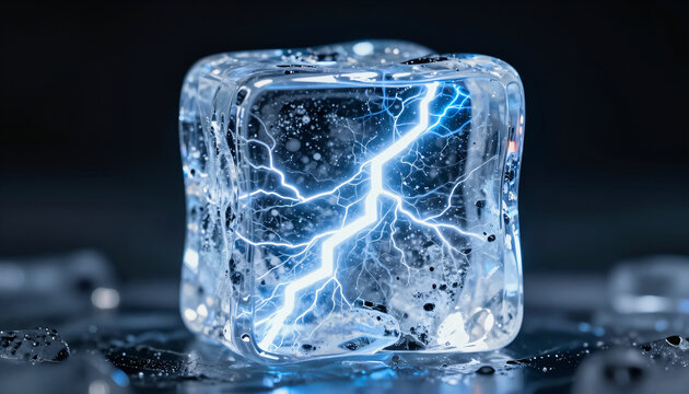 Elektrischer Eisw&uuml;rfel mit Blitzen