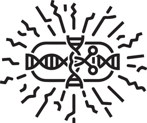 Fototapeta premium CRISPR-Cas12a Vector Icon with Collateral Cleavage Mechanism: Essential Guide for Gene Editing, Biotech Research, Synthetic Biology, and Precision Medicine Applications
