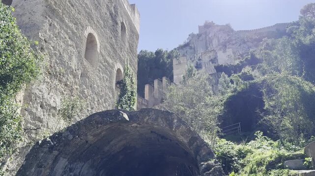 Sunny Day View of Castell de Xativa Historic Fortress Spain
