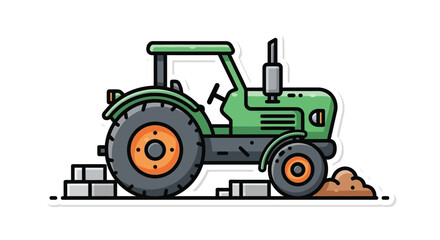 Obraz premium Green Tractor with Orange Wheels Side.