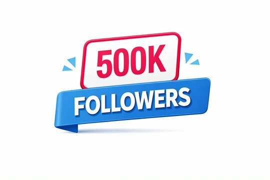Colorful 500k followers social media milestone banner