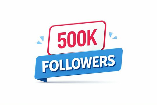 500k followers milestone badge design with colorful celebration effect