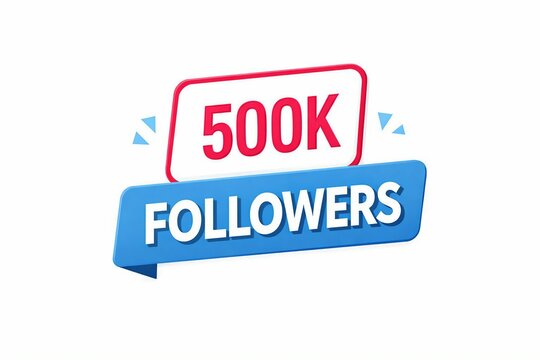 Celebration badge showing 500k followers milestone with confetti effect