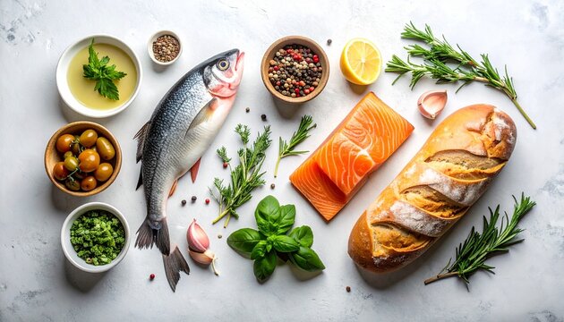 Skandinavische Zutaten Flatlay minimalistisch