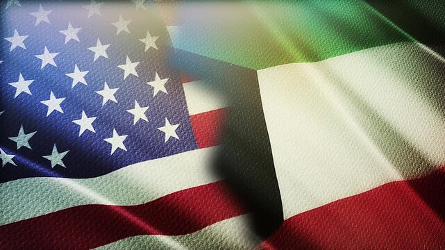 USA and Kuwait Flags Waving Side by Side in Wind &ndash; Diplomacy, Gulf Relations and International Partnership
