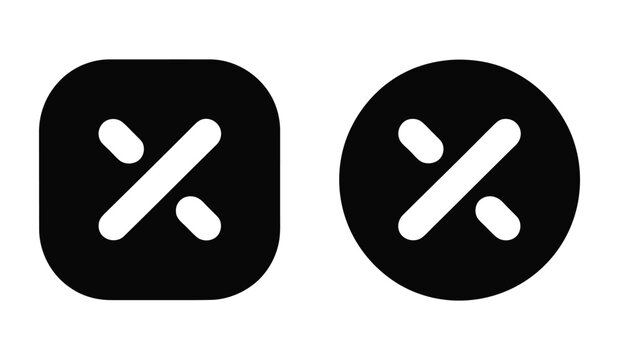 Rounded close button and multiply symbol icons in black and white