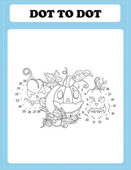 Fototapeta premium Halloween Dot to Dot Activity Pages for Kids