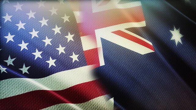USA and New Zealand Flags Waving Side by Side in Wind &ndash; International Alliance and Diplomatic Relations
