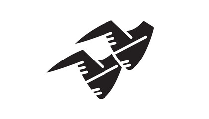 Windmill turbine blades icon with black silhouette and white stripe highlights for renewable energy branding © fariya