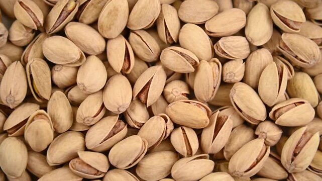 Pistachio nuts on tabletop close up