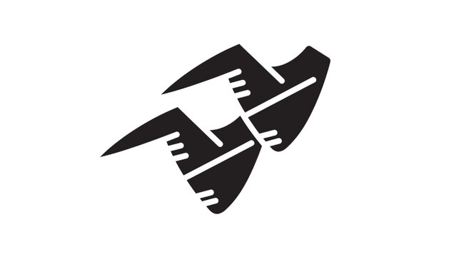Windmill turbine blades icon with black silhouette and white stripe highlights for renewable energy branding