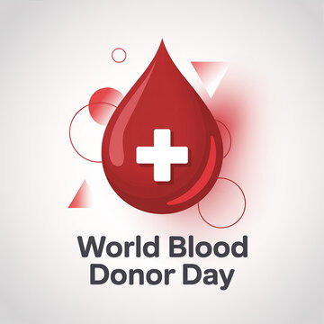 World blood donor day icon with red drop and medical cross