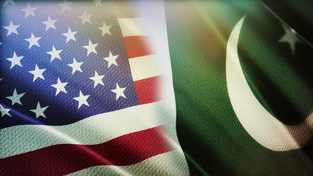 USA and Pakistan Flags Waving Side by Side in Wind &ndash; Diplomacy, International Relations and Strategic Partnership
