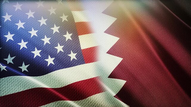 USA and Qatar Flags Waving Side by Side in Wind &ndash; Diplomacy, Gulf Relations and International Partnership
