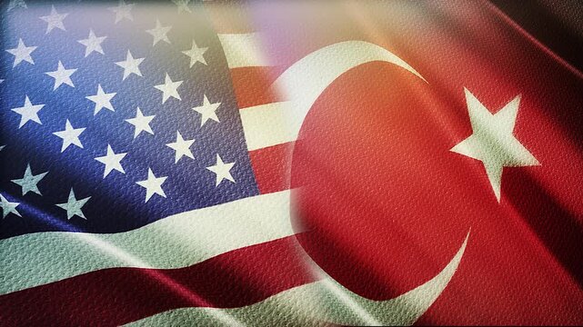 USA and Turkey Flags Waving Side by Side in Wind &ndash; Geopolitics, Diplomacy and International Relations
