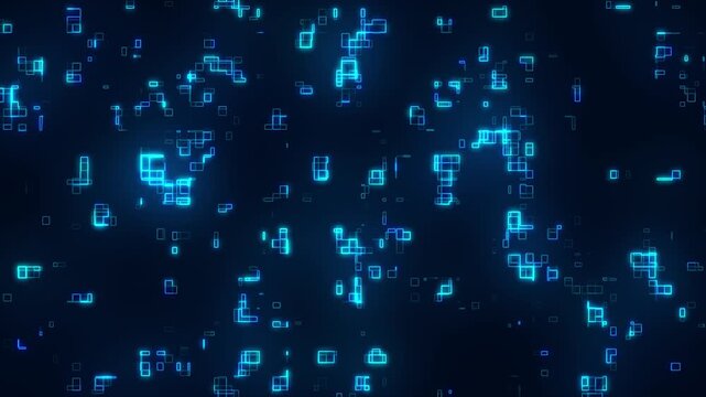 Abstract blue glowing digital circuitry network seamless loopable background animation