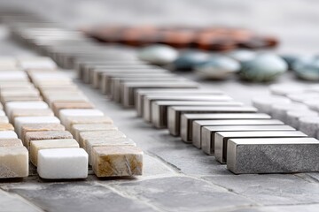 Fototapeta premium Close up of stone samples arranged for architectural or design concepts