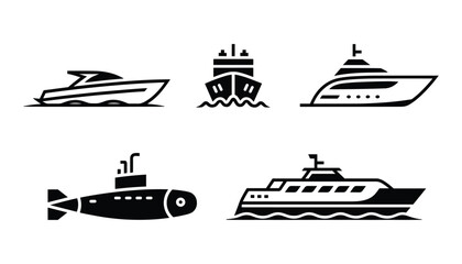 Vector ship icons modern boat submarine graphics for nautical designs © Design_Studio