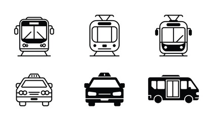 Public transport vector icons trams taxis buses transportation vector art © Craft Designer