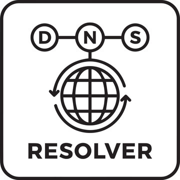 Professional DNS Resolver Icon with Globe Vector Symbol for Networking, IT Infrastructure, Domain Management, Cybersecurity, Web Development, Tech Documentation, System Administration