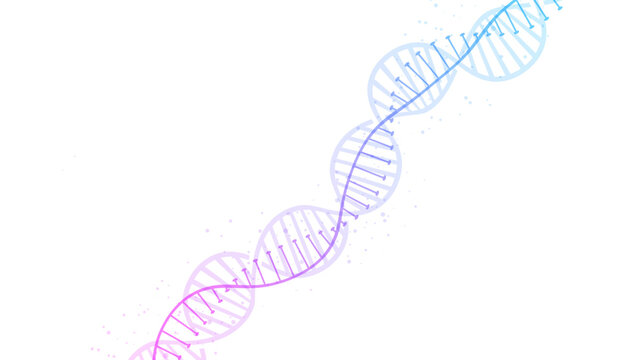 DNA double helix with gradient colors flowing on light background, science and genetic research concept with clean copy space for biotechnology design.