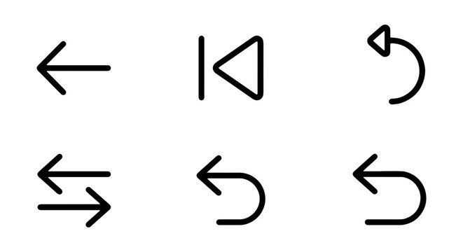 Collection of various black arrows and play button icons