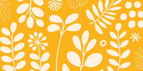 leaf vector motif cream leaves on bold orange field © AIcon Star