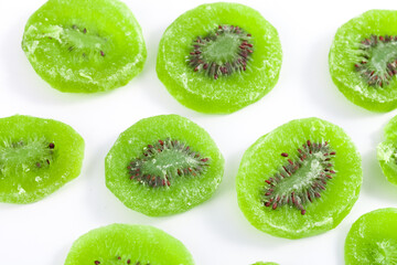 Fototapeta premium Dried Kiwi Fruit Slices Green Healthy Snack Studio Photography