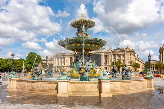 Fountain of the Rivers (Fontaine des Fleuves) on place de la Concorde square in Paris, France