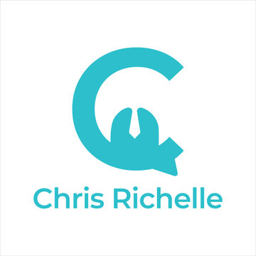 Cyan letter c logo with chris richelle typography