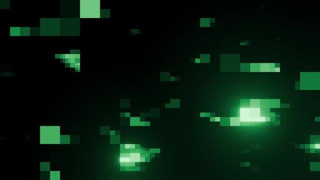 Glowing green data blocks strobe animation seamless loop