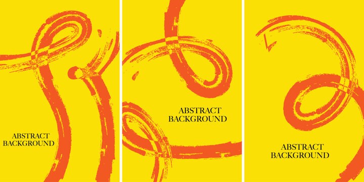 Abstract orange swirl pattern on yellow background textured brushstroke design
