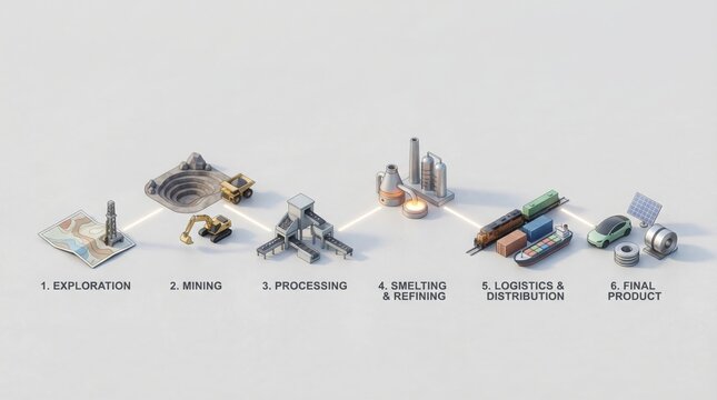 Mining Industry Value Chain Isometric Diagram