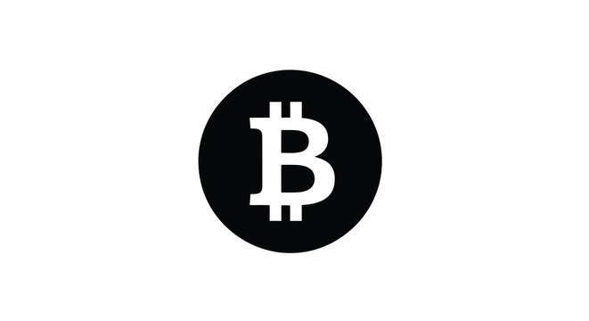 Bitcoin symbol in a circular shape black silhouette