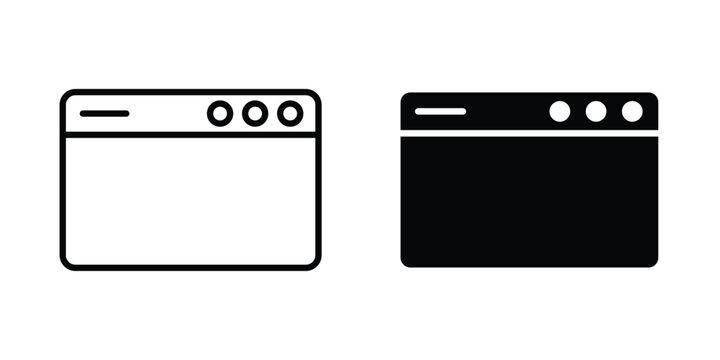 Browser window icon vector illustration. Editable black icons. EPS 10