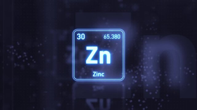 Periodic Table Element Zinc Zn Animation. Modern And Minimal Design.