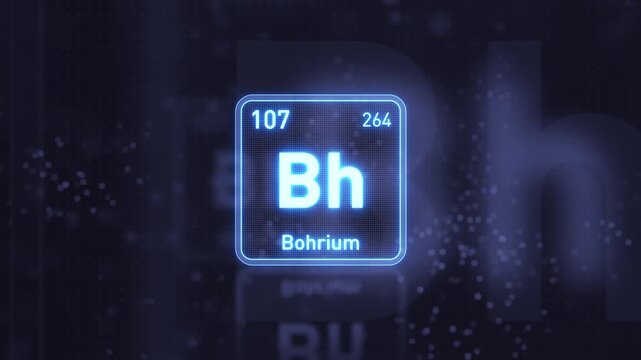 Periodic Table Element Bohrium Bh Animation. Modern And Minimal Design.