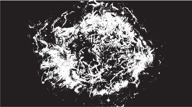 Nebula cloud swirls with high contrast white energy patterns against a deep black background.