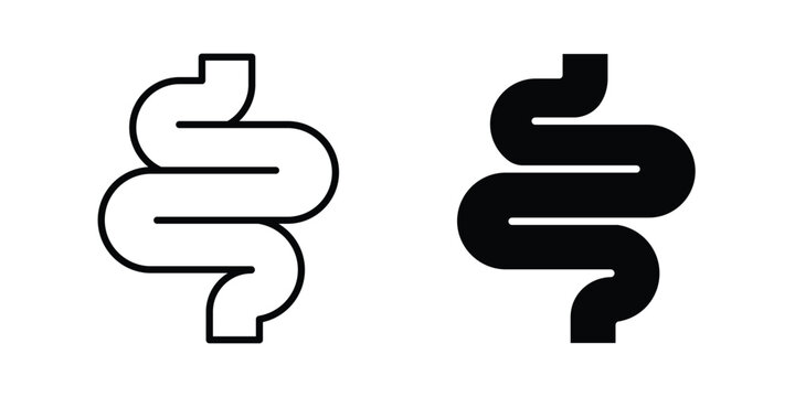 Intestine icon vector illustration. Editable black icons. EPS 10