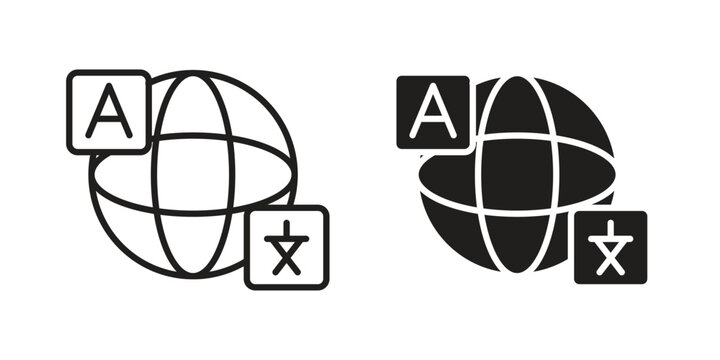 Language icon vector illustration. Editable black icons. EPS 10