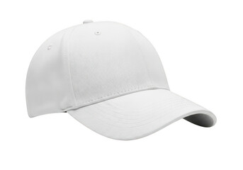 Fototapeta premium Minimalist white baseball cap with mesh back isolated on transparent background