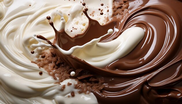 chocolate and milk textured tasty background splashes