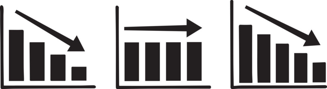 Decline stability and further decline a visual representation of trends Vector file