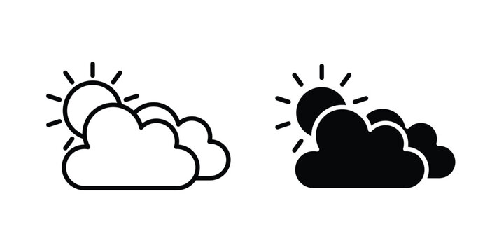 Partially cloudy icon vector illustration. Editable black icons. EPS 10