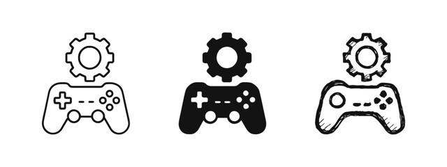 Game settings and development concept joystick with gear icon set © ICONS FOR YOU
