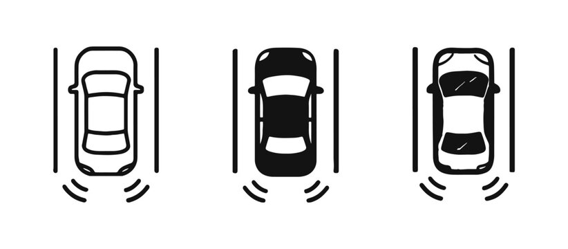 Car Parking Sensor Top View Icon Vector
