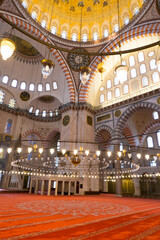 Obraz premium Suleymaniye Mosque, interior and decoration, or Suleymaniye Mosque, in Istanbul, Turkey