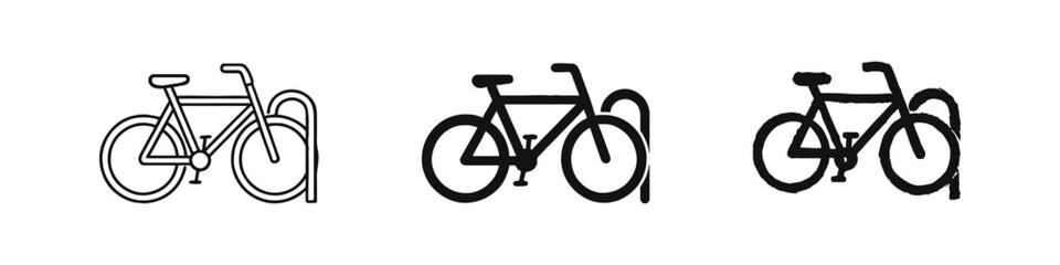 Fototapeta premium Bicycle at Parking Rack Icons for Eco-Friendly Urban Transportation