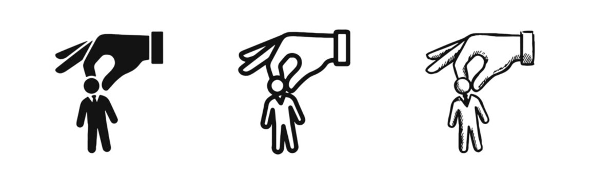 Recruitment and Human Resources Icon Set Hand Picking Candidate